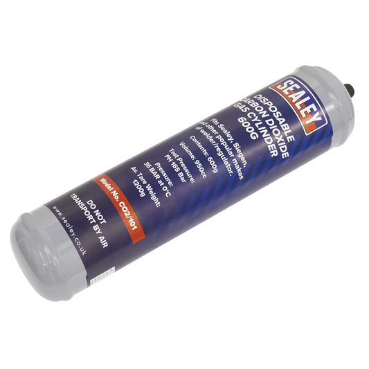 Sealey CO2/101 Disposable Carbon Dioxide Gas Cylinder 600g