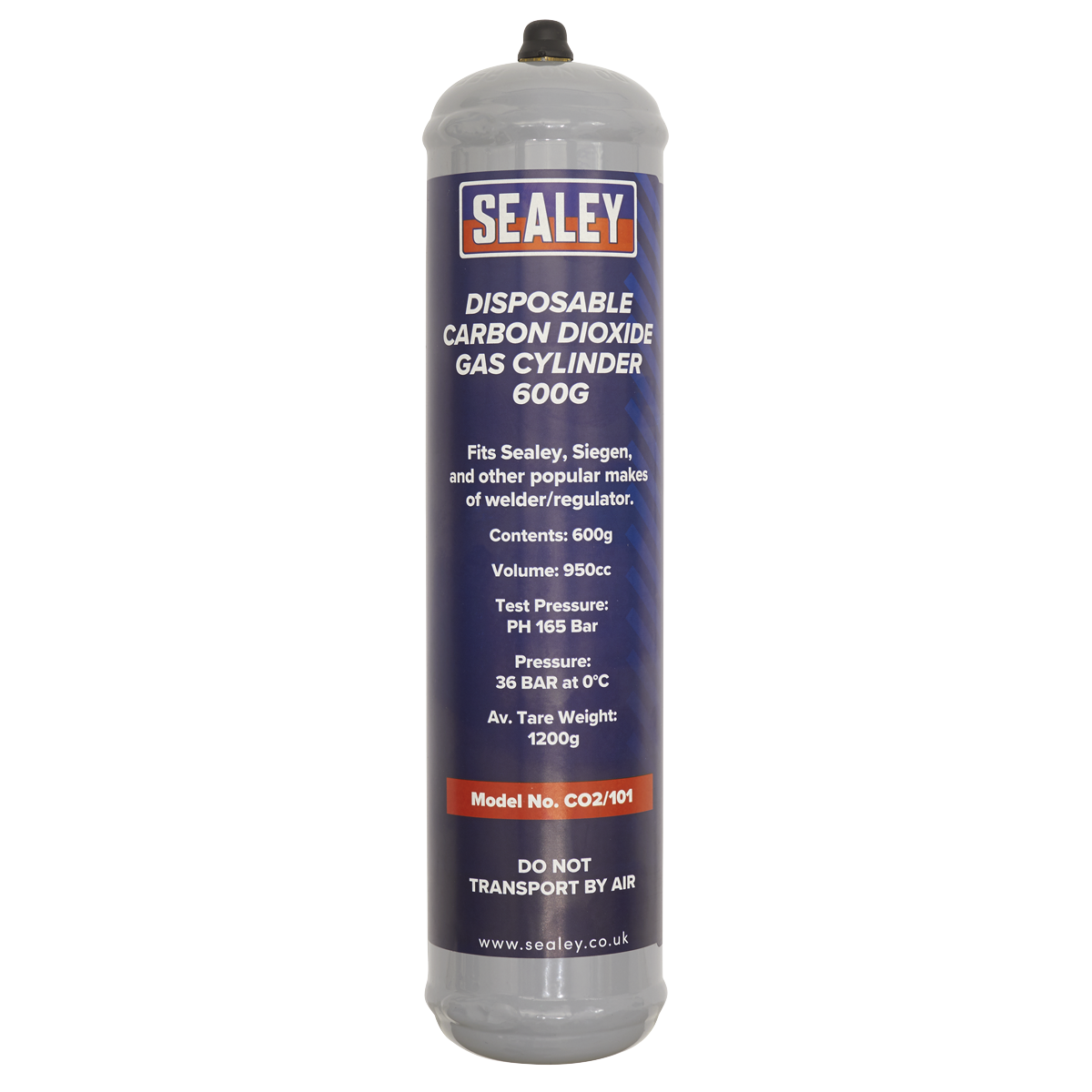 Sealey CO2/101 Disposable Carbon Dioxide Gas Cylinder 600g