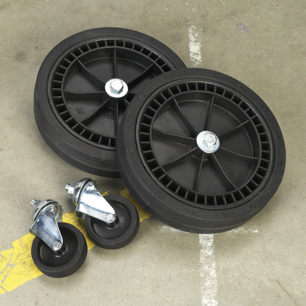 Sealey COMPKIT5 Wheel Kit for Fixed Compressors - 2 Castors & 2 Fixed