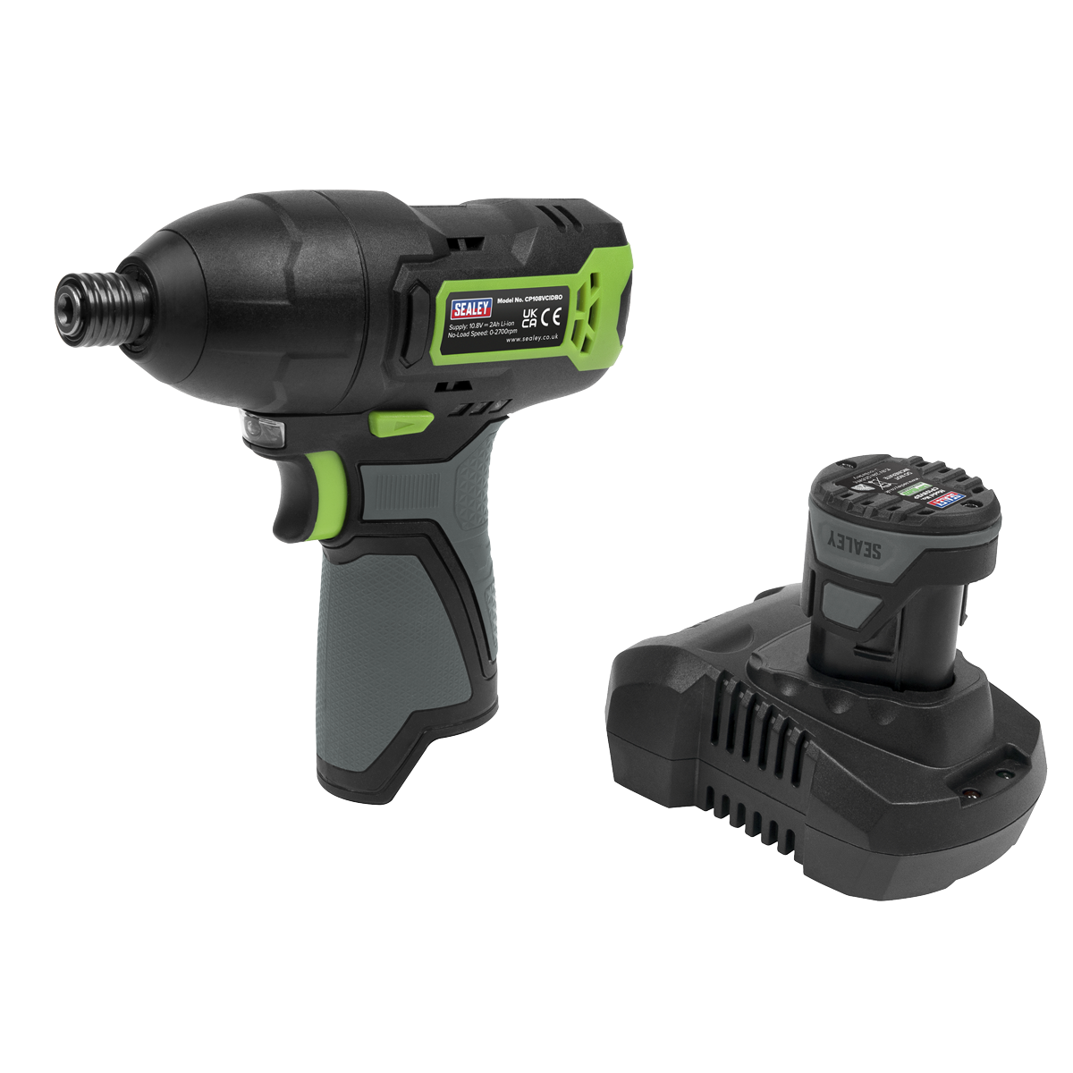 Sealey CP108VCIDEU SV10.8 Series 1/4"Hex Drive Cordless Impact Driver Kit 10.8V 2Ah - Euro Plug