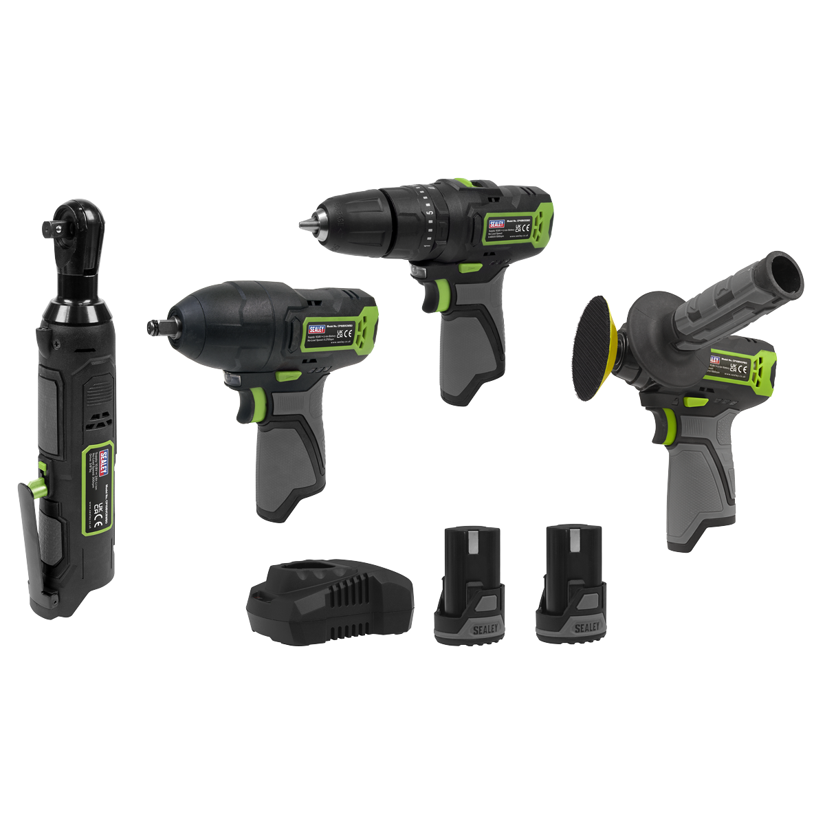 Sealey CP108VCOMBO1EU 4 x SV10.8 Series Cordless Power Kit 10.8V - 2 Batteries & Euro Plug