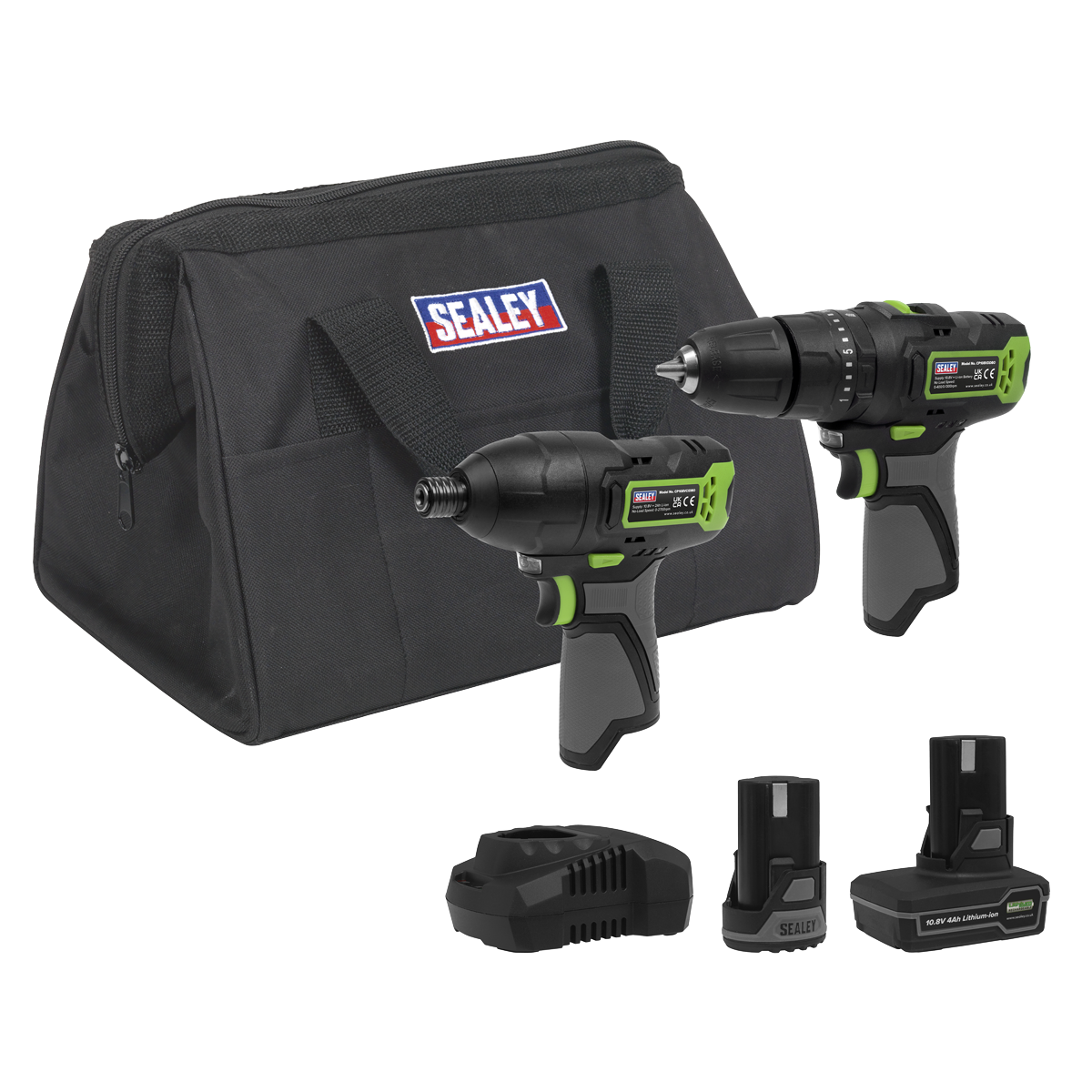 Sealey CP108VCOMBO3EU 2 x SV10.8 Series Power Tool Kit 10.8V - 2 Batteries & Euro Plug
