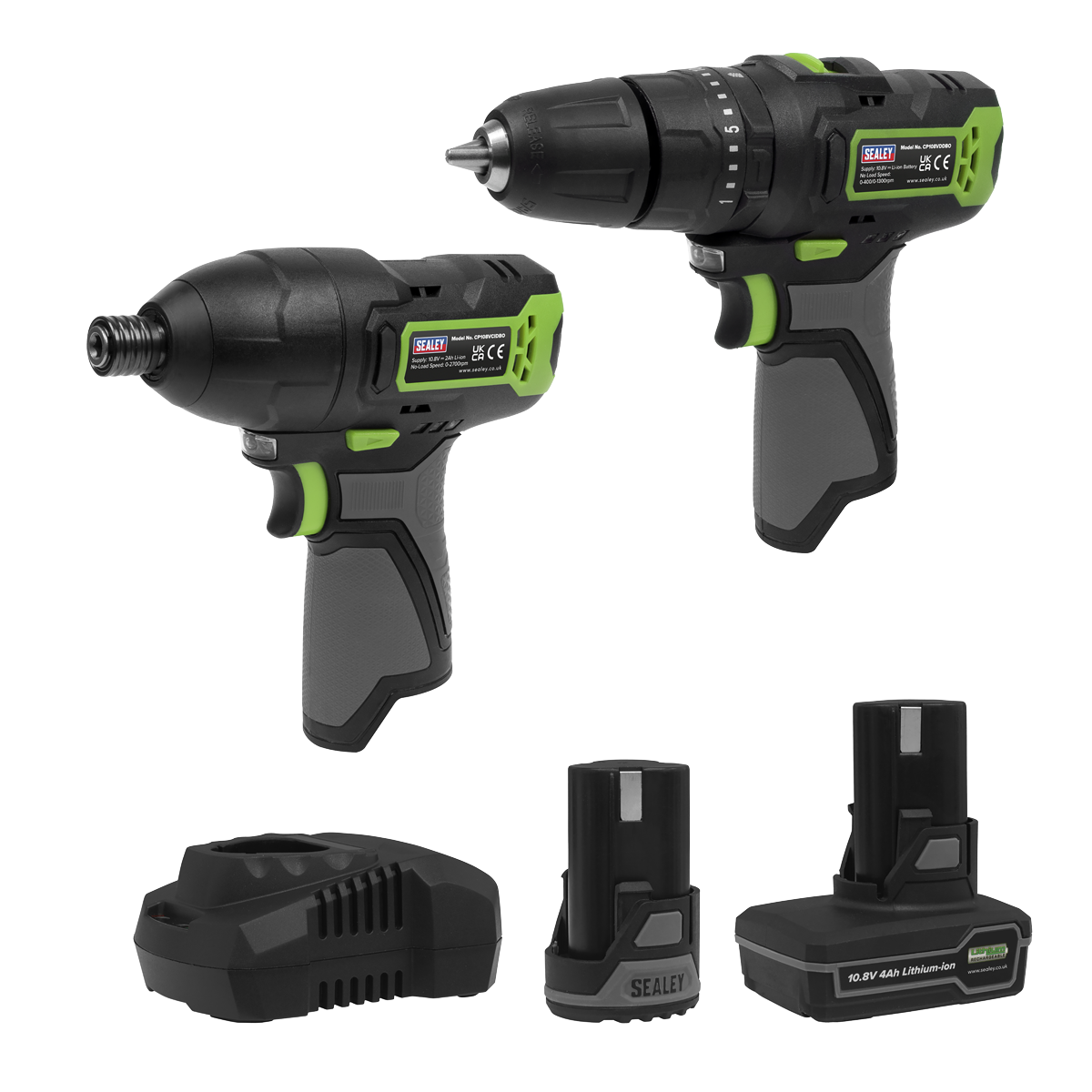 Sealey CP108VCOMBO3EU 2 x SV10.8 Series Power Tool Kit 10.8V - 2 Batteries & Euro Plug