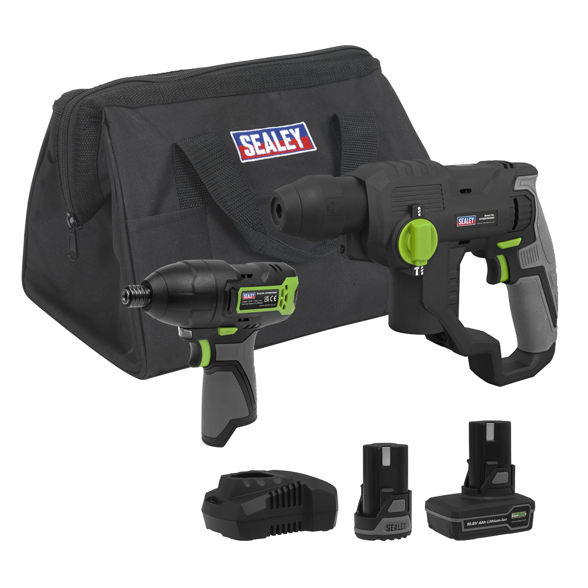 Sealey CP108VCOMBO4EU 2 x SV10.8 Series Cordless Power Tool Kit 10.8V - 2 Batteries & Euro Plug