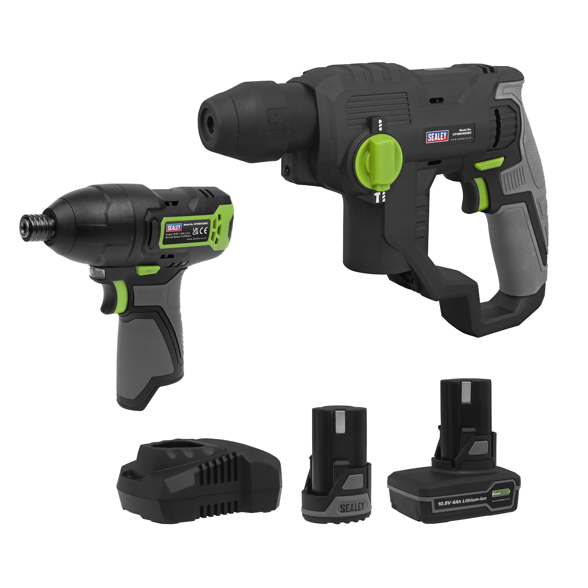 Sealey CP108VCOMBO4EU 2 x SV10.8 Series Cordless Power Tool Kit 10.8V - 2 Batteries & Euro Plug