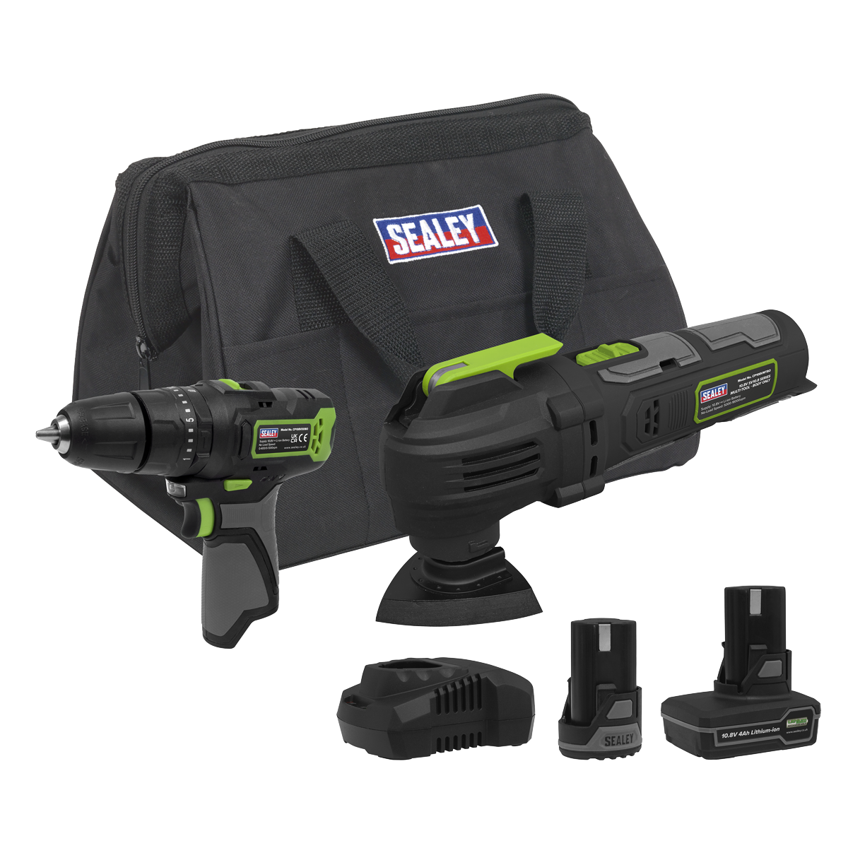 Sealey CP108VCOMBO5EU 2 x SV10.8 Series Cordless Power Tool Kit 10.8V - 2 Batteries & Euro Plug