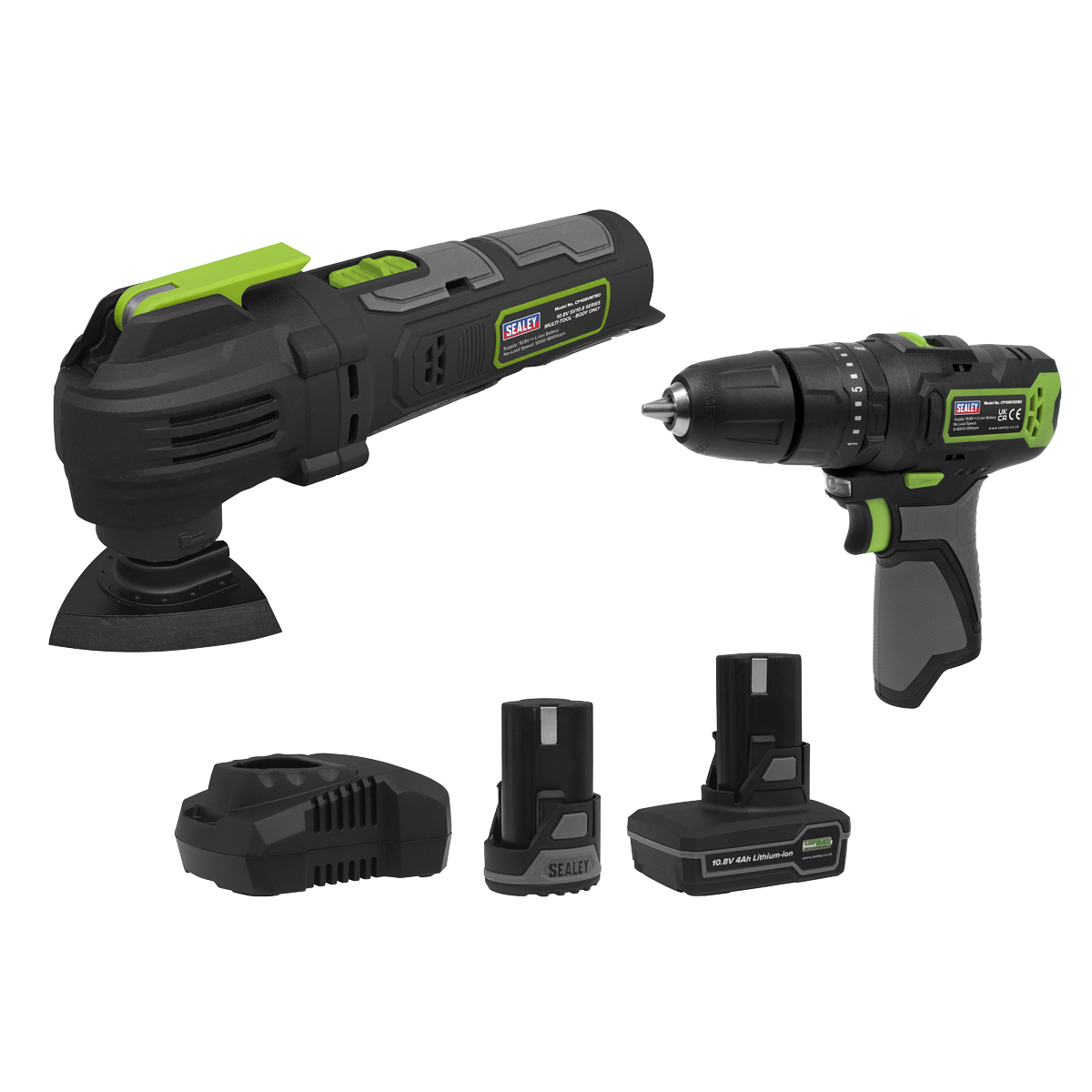 Sealey CP108VCOMBO5EU 2 x SV10.8 Series Cordless Power Tool Kit 10.8V - 2 Batteries & Euro Plug