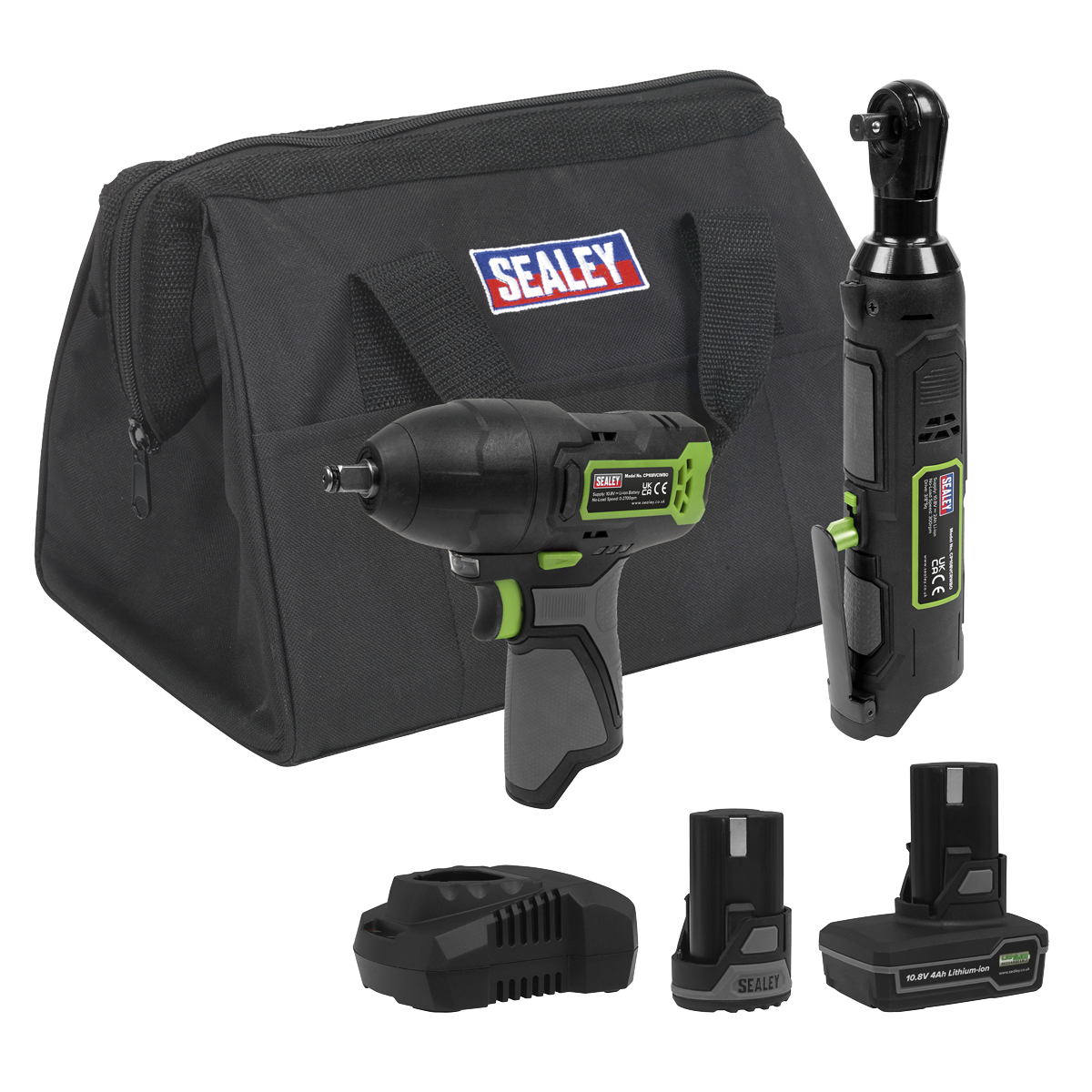Sealey CP108VCOMBO6EU 2 x SV10.8 Series Cordless Power Tool Kit 10.8V - 2 Batteries & Euro Plug
