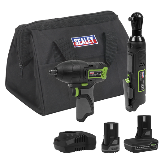 Sealey CP108VCOMBO6 2 x SV10.8 Series Cordless Power Tool Kit 10.8V - 2 Batteries