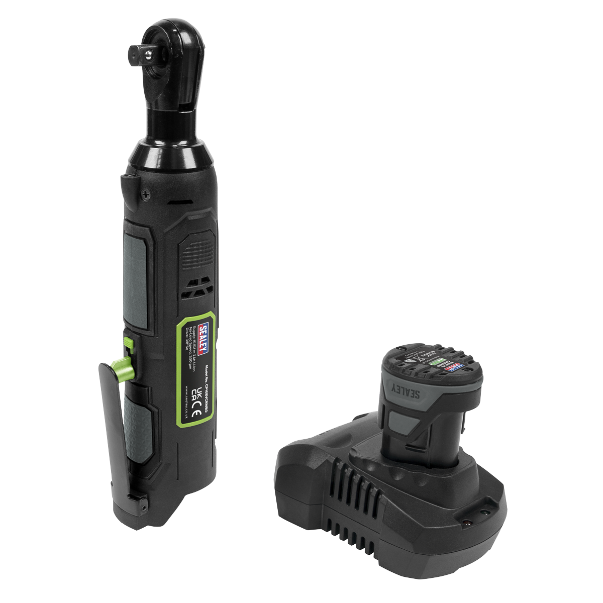 Sealey CP108VCRW SV10.8 Series 3/8"Sq Drive Cordless Ratchet Wrench Kit 45Nm 10.8V 2Ah
