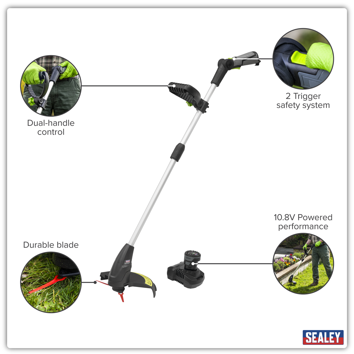 Sealey CP108VGS SV10.8 Series Cordless Grass Trimmer Kit 10.8V 2Ah