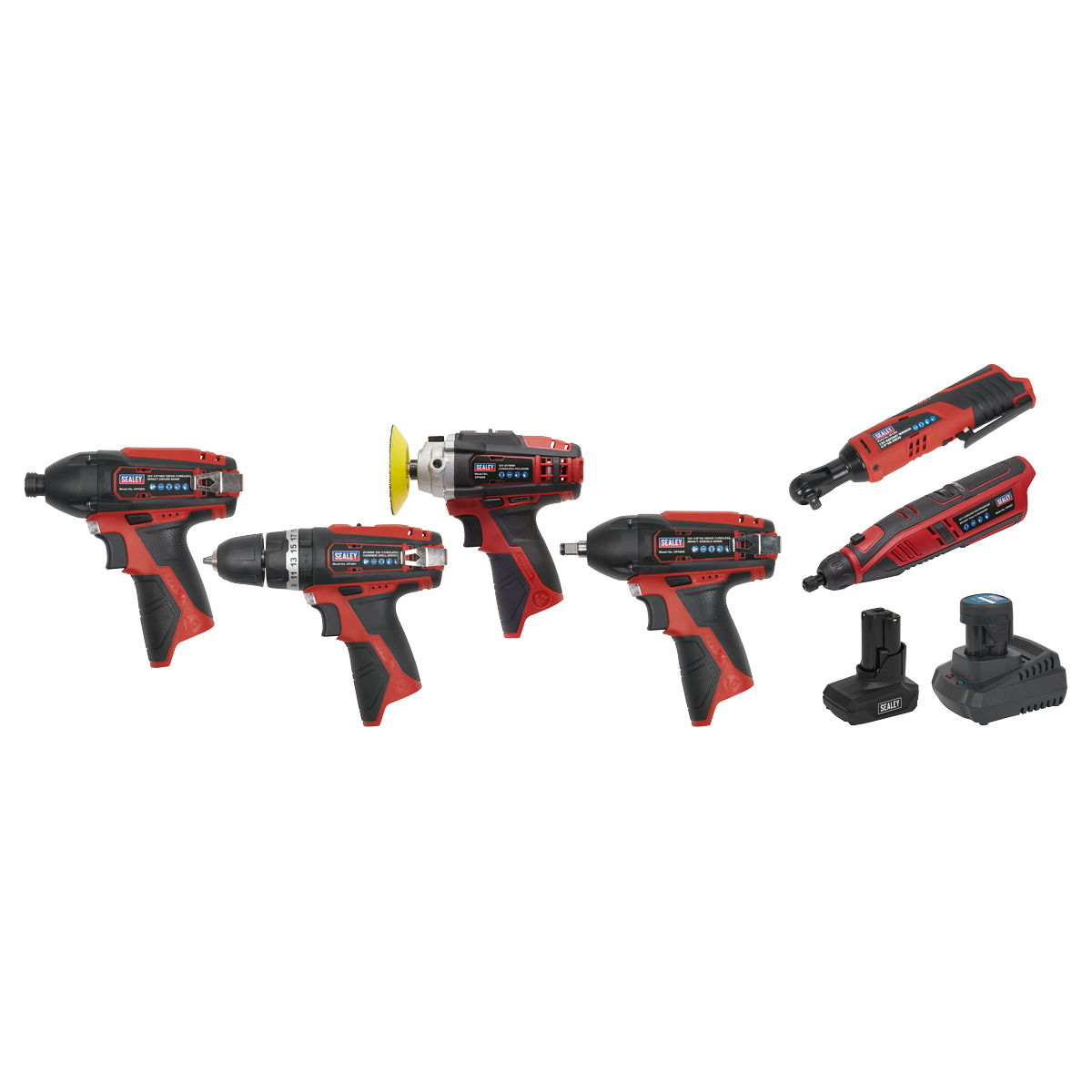 Sealey CP1200COMBO2 6 x SV12 Series Cordless Power Tool Kit 12V - 2 Batteries