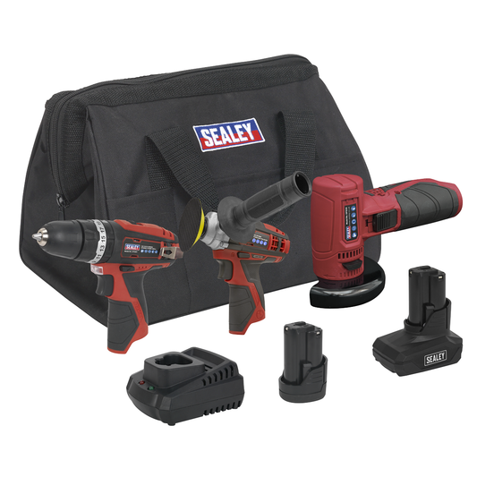 Sealey CP1200COMBO7 3 x SV12 Series Cordless Power Tool Kit 12V - 2 Batteries