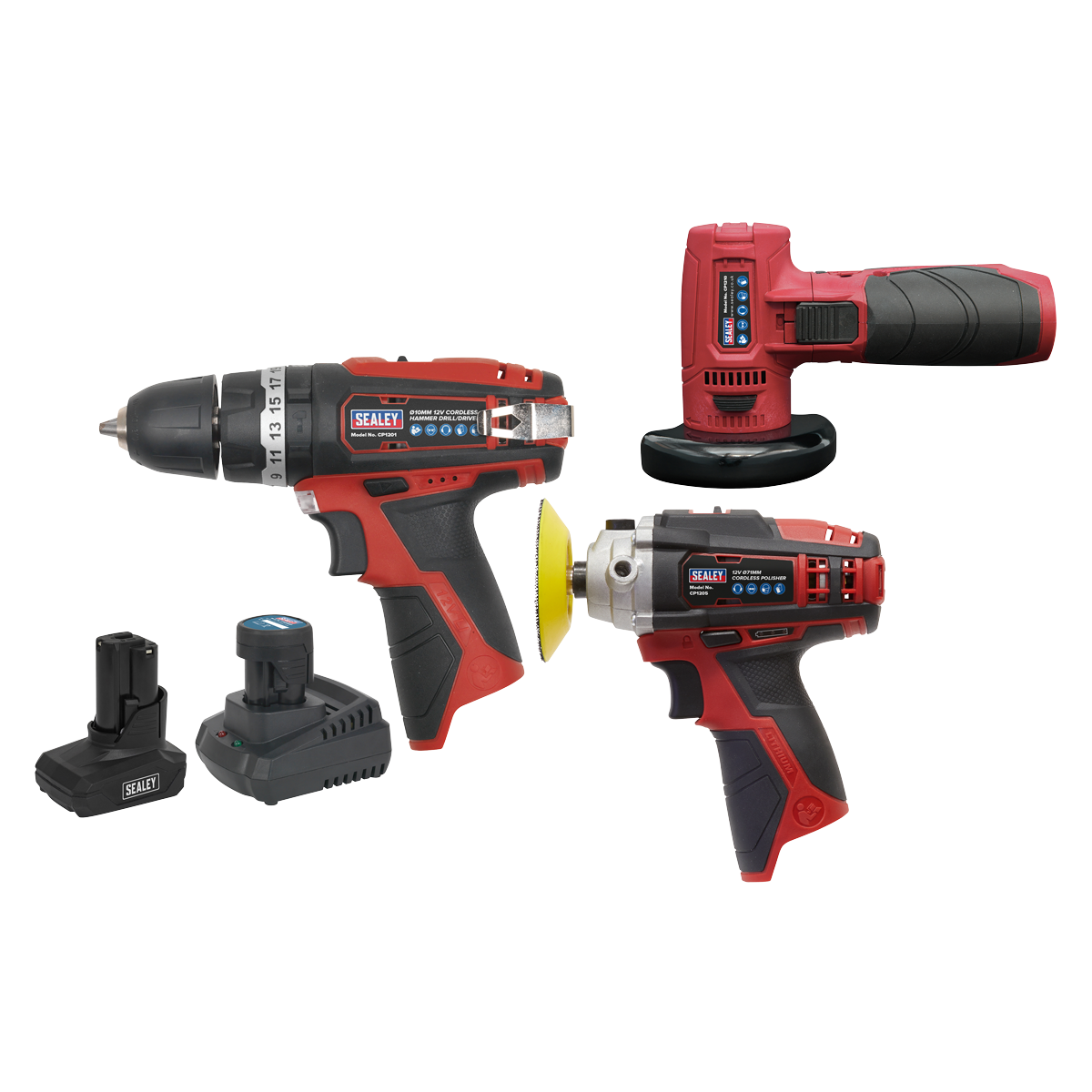 Sealey CP1200COMBO7 3 x SV12 Series Cordless Power Tool Kit 12V - 2 Batteries