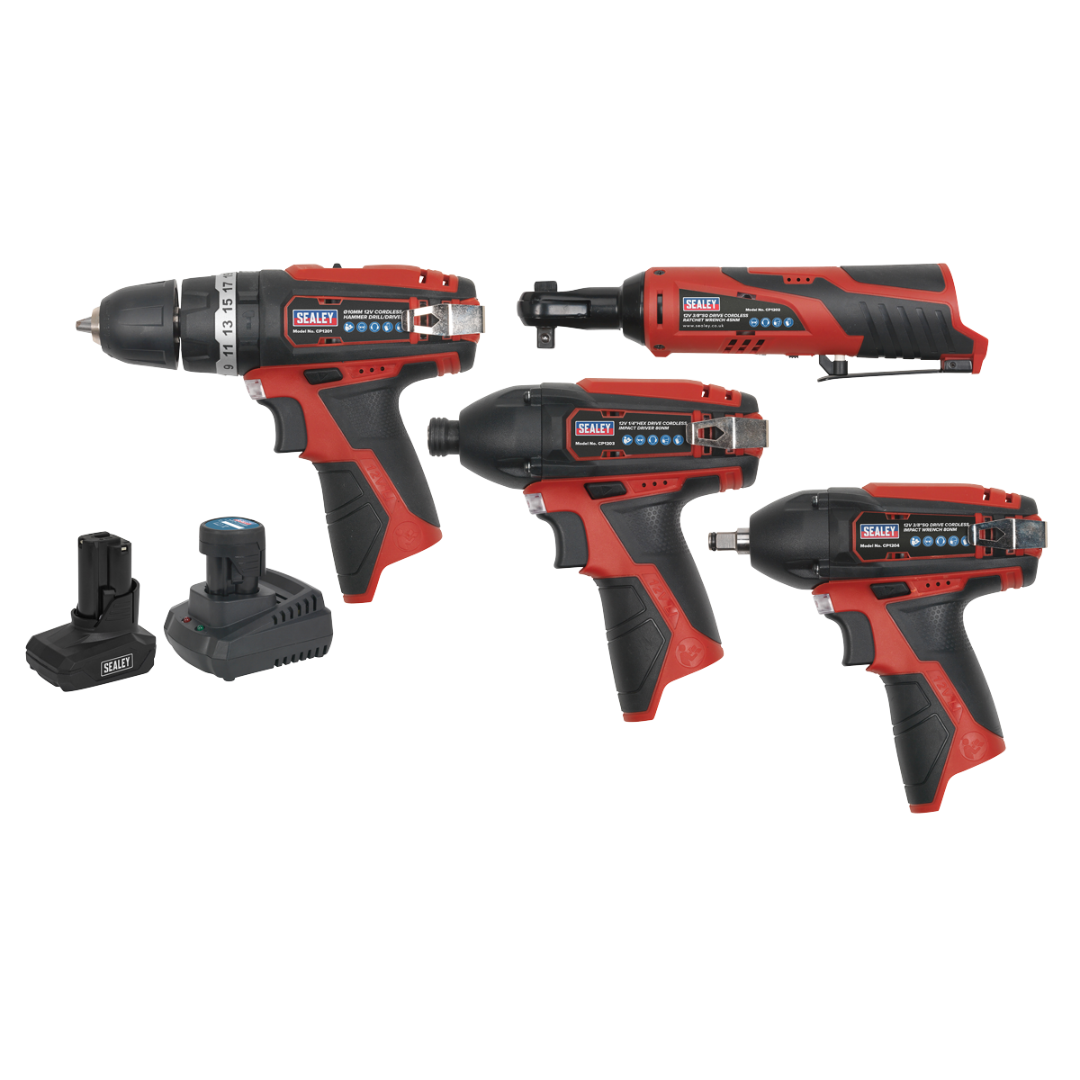 Sealey CP1200COMBO 4 x SV12 Series Cordless Power Tool Kit 12V - 2 Batteries