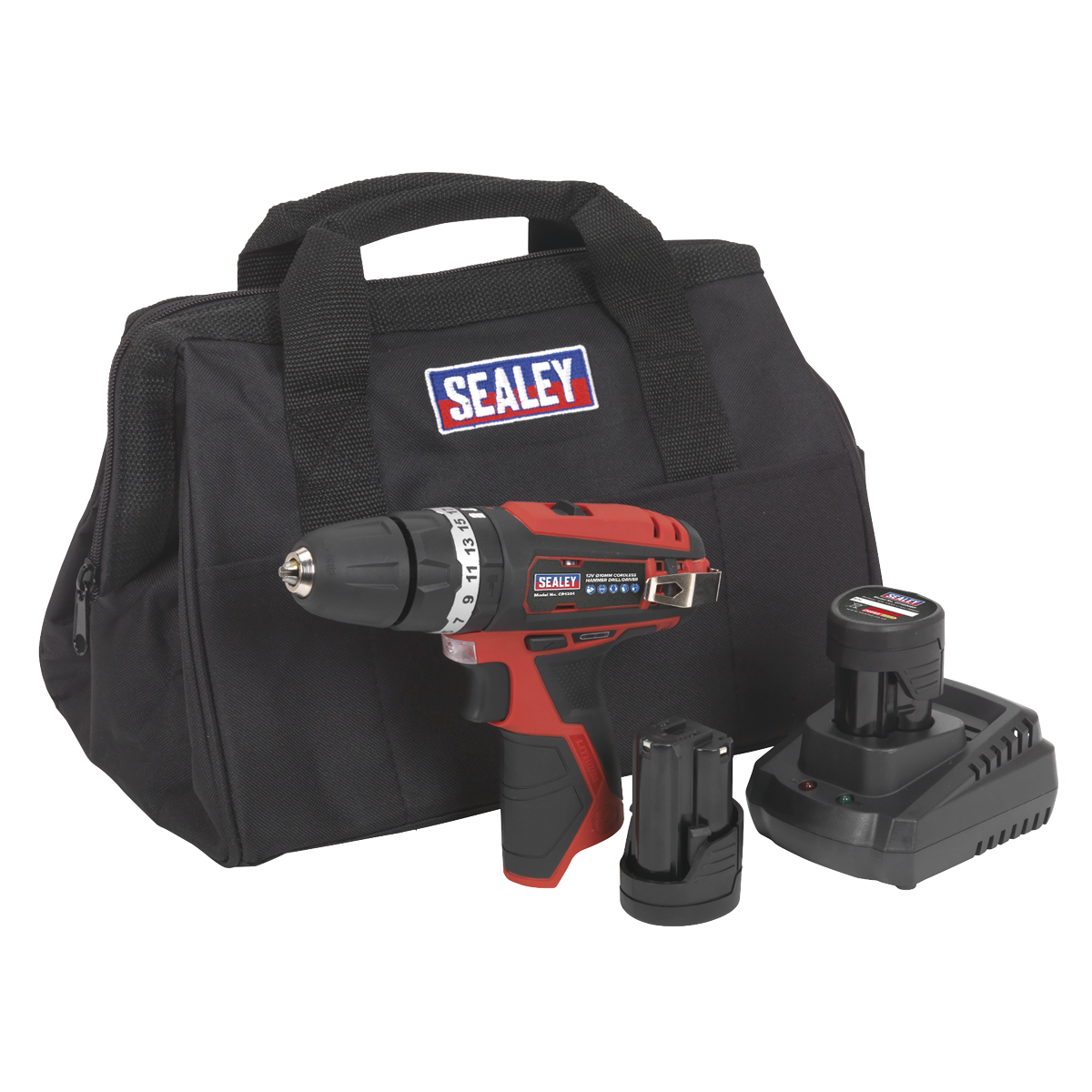 Sealey CP1201KIT SV12 Series 10mm Cordless Combi Drill Kit 12V 2Ah - 2 Batteries
