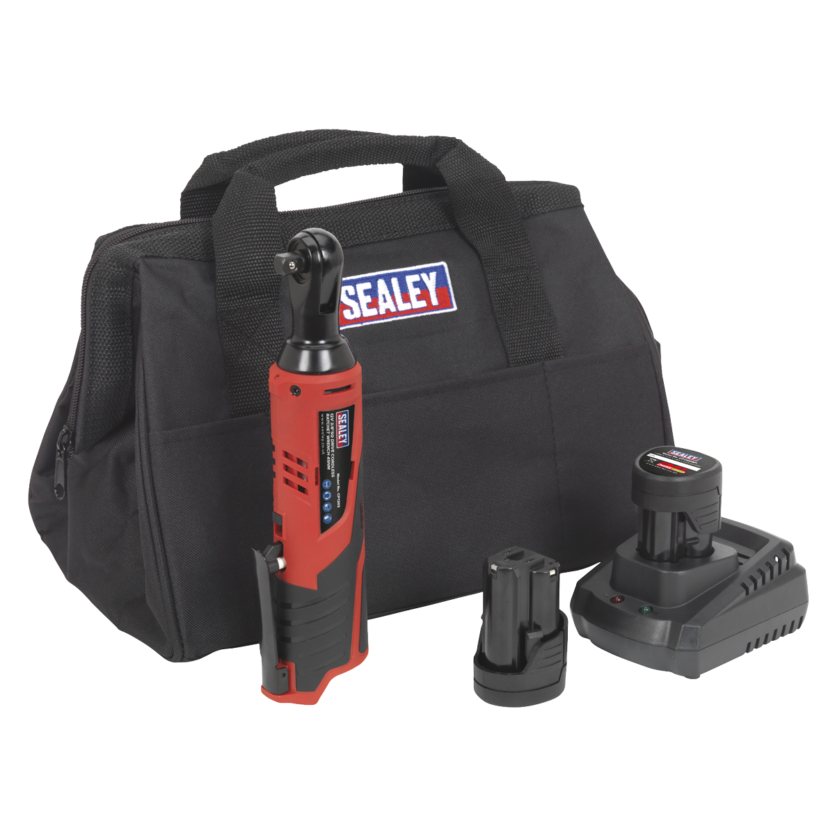 Sealey CP1202KIT SV12 Series 3/8"Sq Drive Cordless Ratchet Wrench Kit 12V 2Ah - 2 Batteries