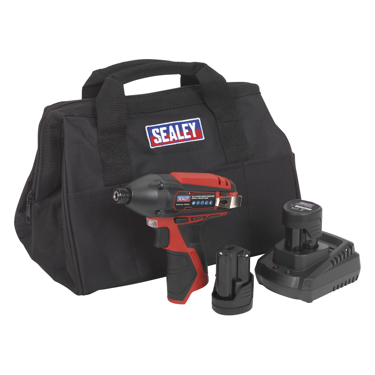 Sealey CP1203KIT SV12 Series 1/4"Hex Drive Cordless Impact Driver Kit 12V 2Ah - 2 Batteries
