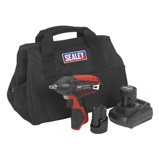 Sealey CP1204KIT SV12 Series 3/8"Sq Drive Cordless Impact Wrench Kit 12V 2Ah - 2 Batteries