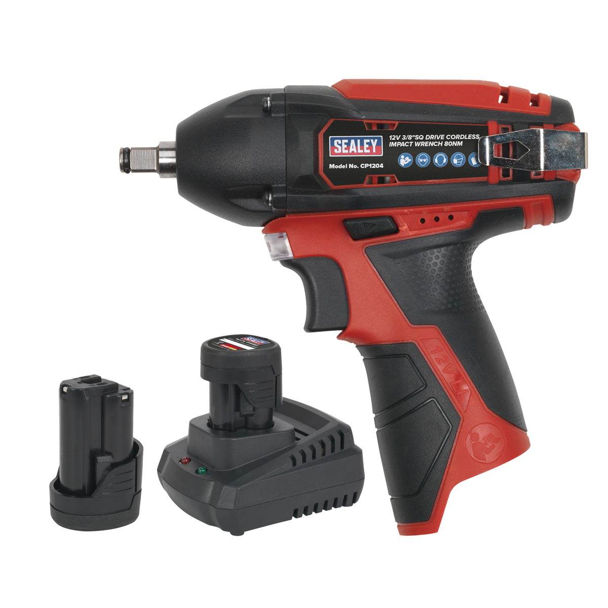Sealey CP1204KIT SV12 Series 3/8"Sq Drive Cordless Impact Wrench Kit 12V 2Ah - 2 Batteries