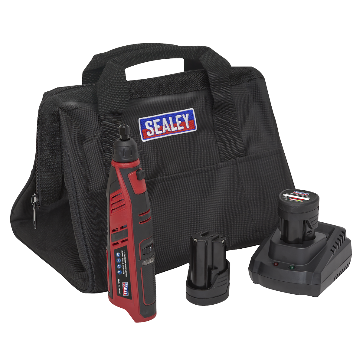 Sealey CP1207KIT SV12 Series Cordless Multipurpose Rotary Tool & Engraver Kit 49pc 12V 2Ah - 2 Batteries