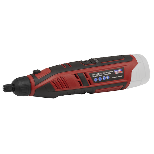 Sealey CP1207 SV12 Series Cordless Multipurpose Rotary Tool & Engraver Kit 12V 49pc - Body Only