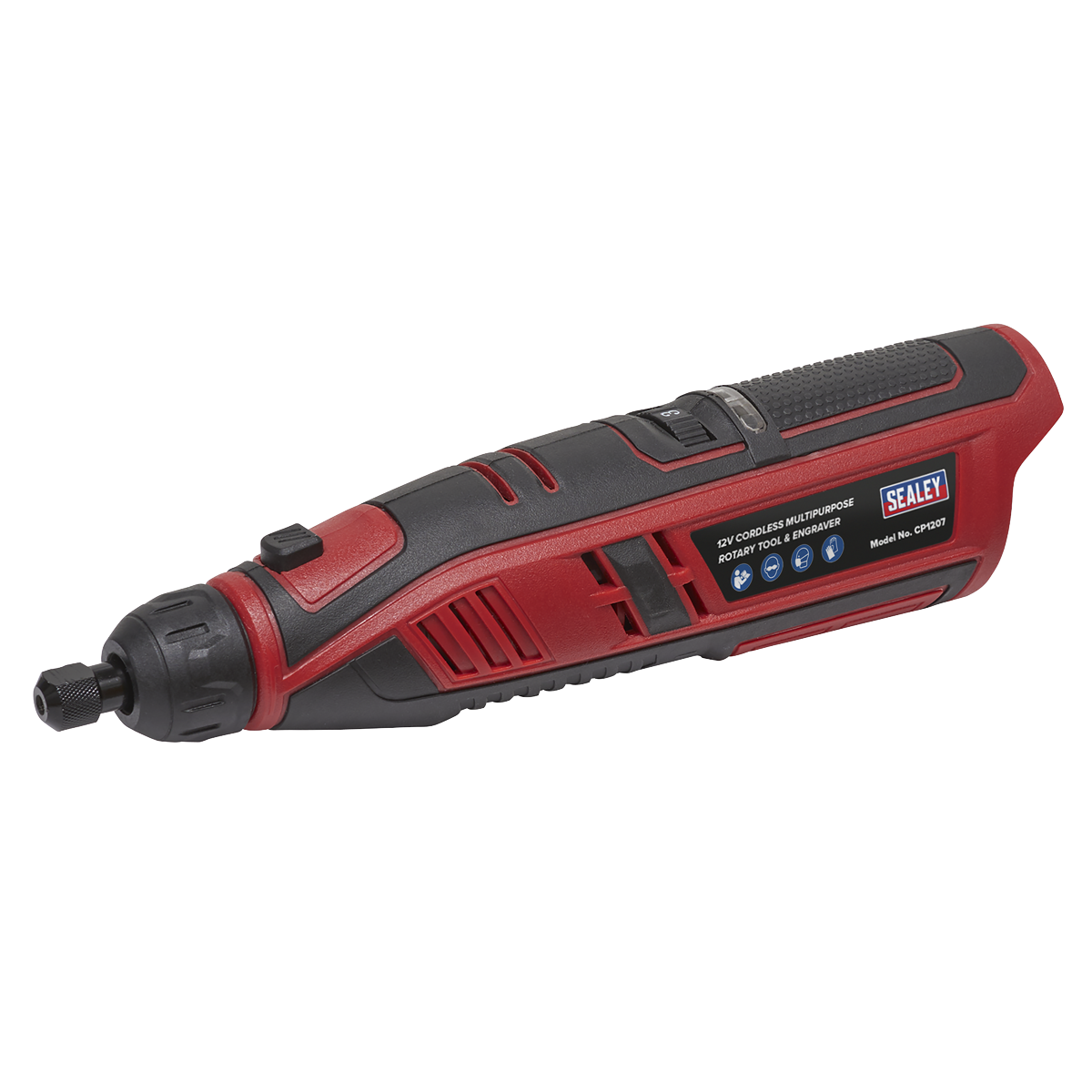 Sealey CP1207 SV12 Series Cordless Multipurpose Rotary Tool & Engraver Kit 12V 49pc - Body Only