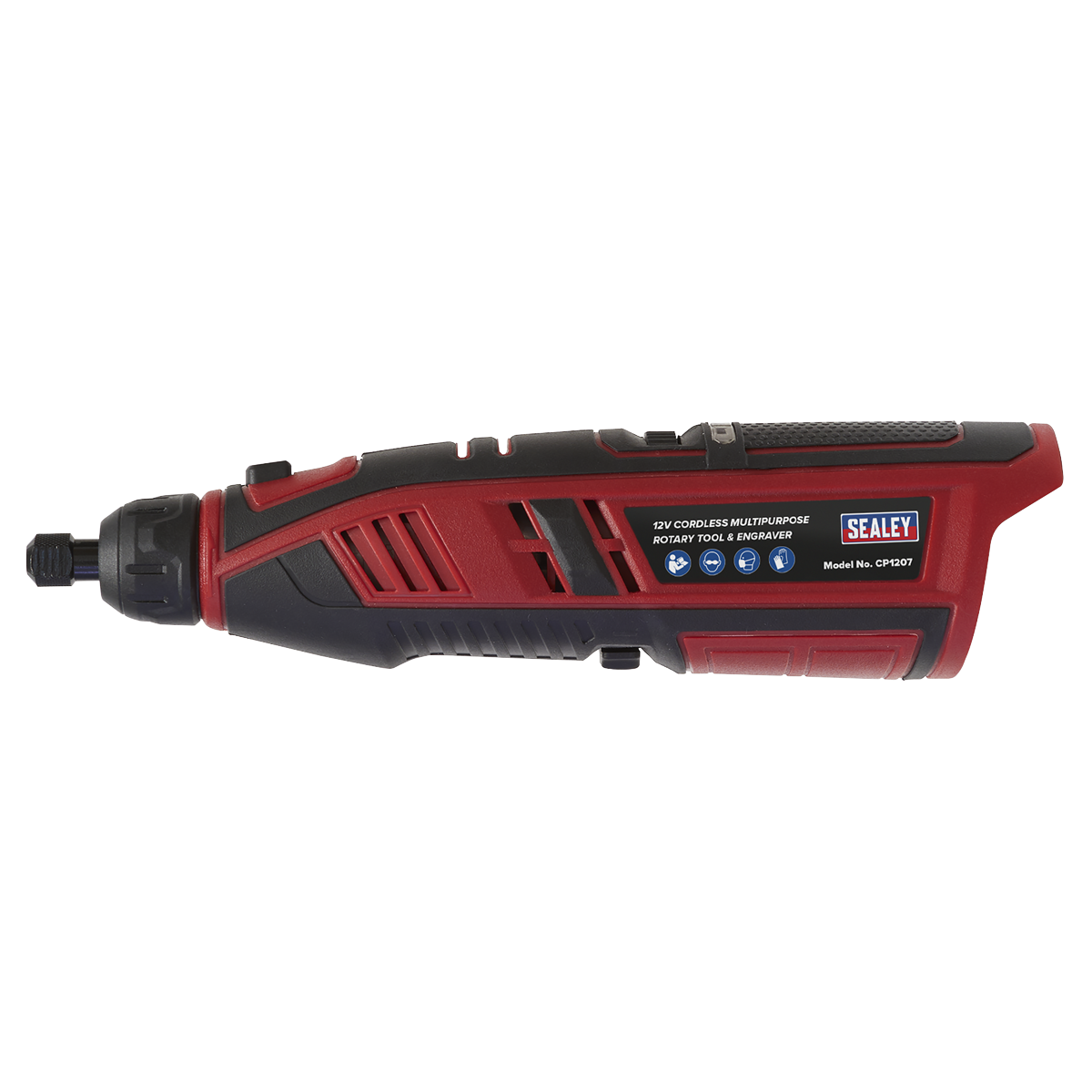 Sealey CP1207 SV12 Series Cordless Multipurpose Rotary Tool & Engraver Kit 12V 49pc - Body Only