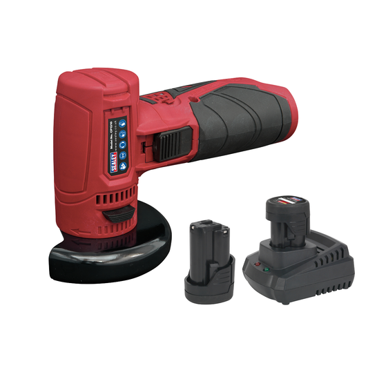 Sealey CP1210KIT SV12 Series 75mm Cordless Angle Grinder Kit 12V 2Ah - 2 Batteries