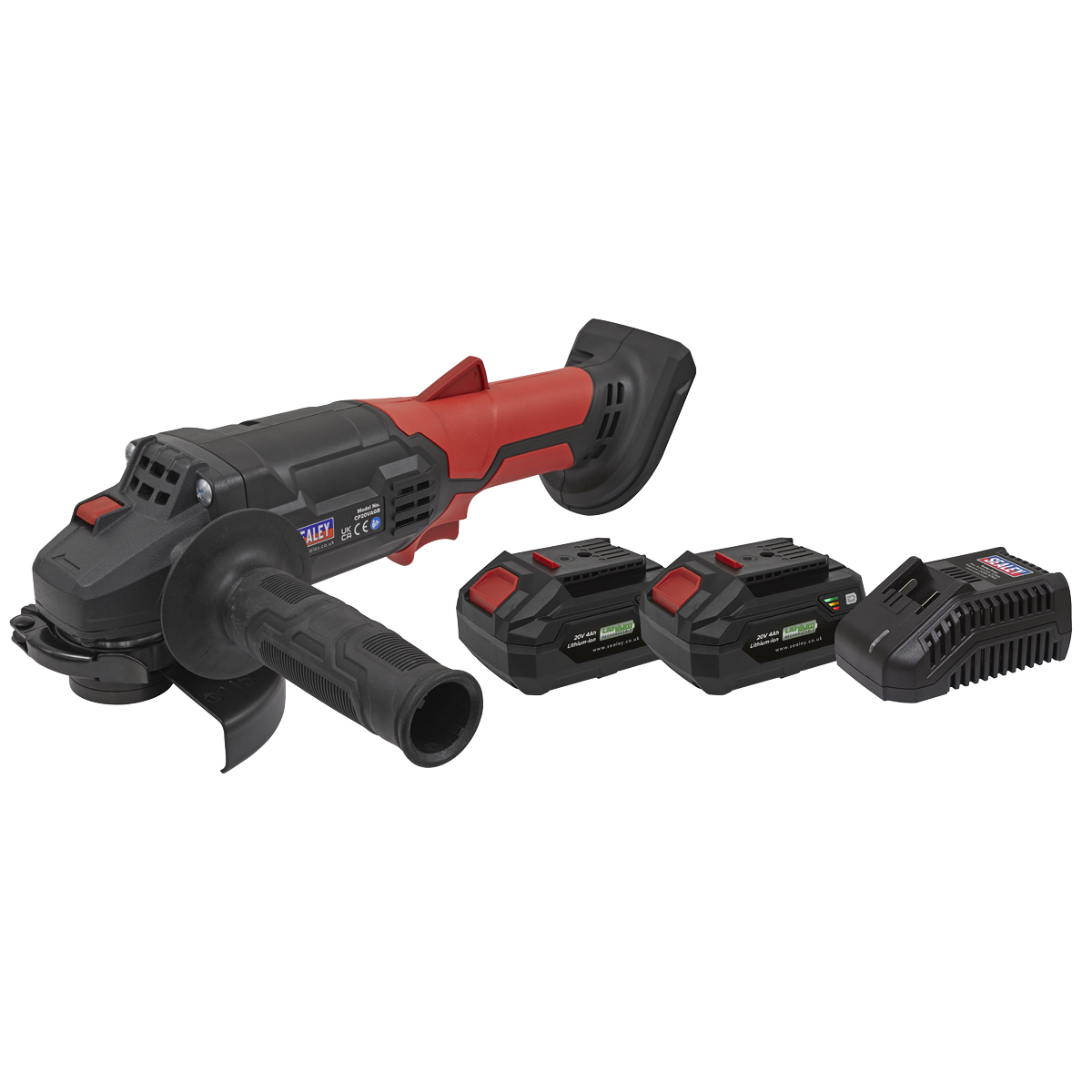 Sealey CP20VAGBKIT SV20 Series 115mm Cordless Angle Grinder Kit 20V 4Ah - 2 Batteries