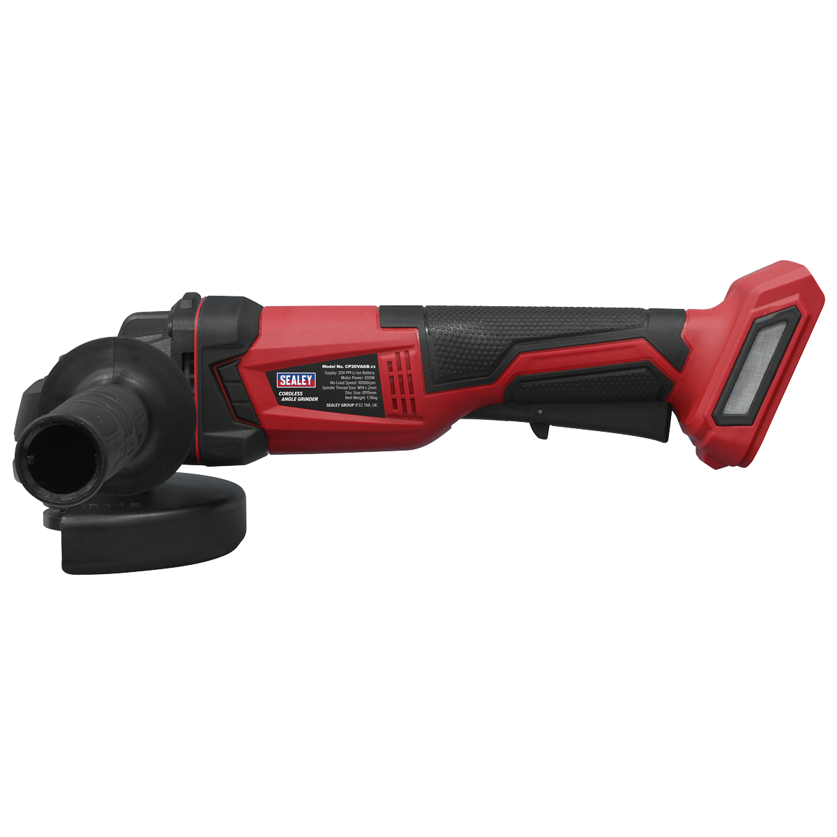 Sealey CP20VAGB SV20 Series 115mm Cordless Angle Grinder 20V - Body Only