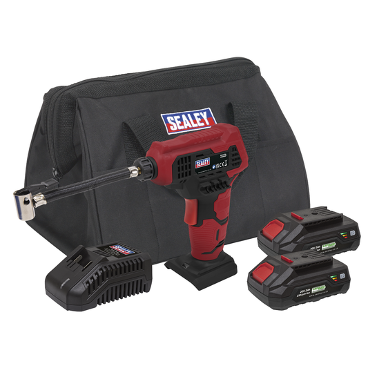 Sealey CP20VAPKIT SV20 Series Cordless Tyre Inflator Kit 20V 2Ah - 2 Batteries