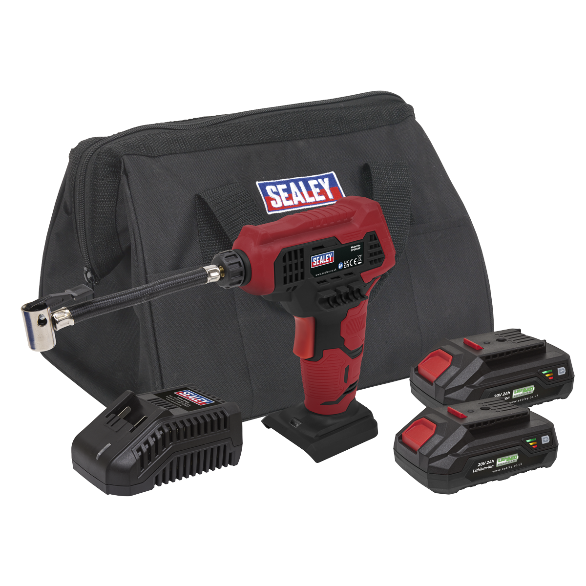Sealey CP20VAPKIT SV20 Series Cordless Tyre Inflator Kit 20V 2Ah - 2 Batteries