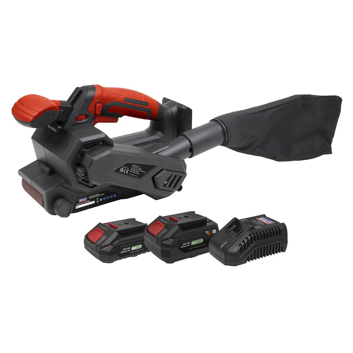 Sealey CP20VBSKIT SV20 Series 76mm Cordless Belt Sander Kit 20V - 2 Batteries