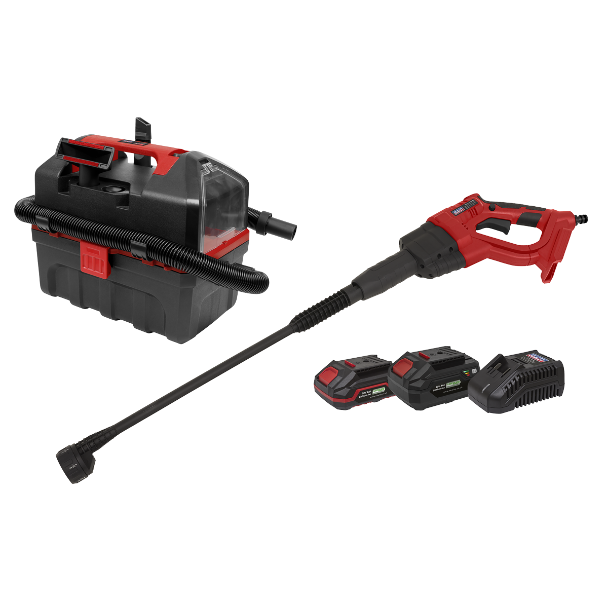 Sealey CP20VCOMBO11 2 x SV20 Series Cordless Power Tool Car Cleaning Kit 20V - 2 Batteries