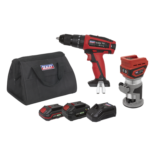 Sealey CP20VCOMBO12 2 x SV20 Series Cordless Power Tool Kit 20V - 2 Batteries
