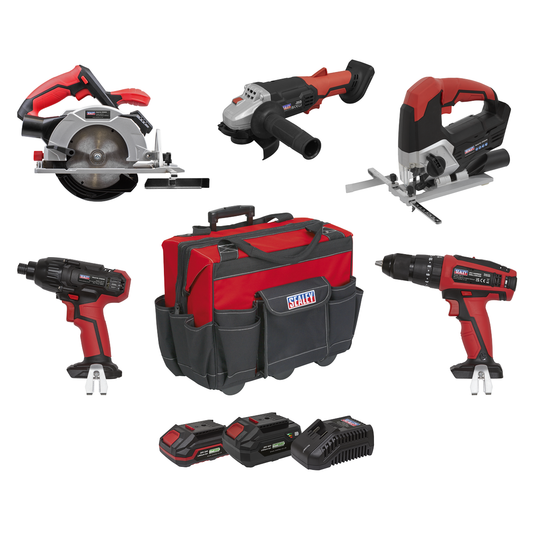Sealey CP20VCOMBO13 5 x SV20 Series Cordless Power Tool Kit 20V - 2 Batteries