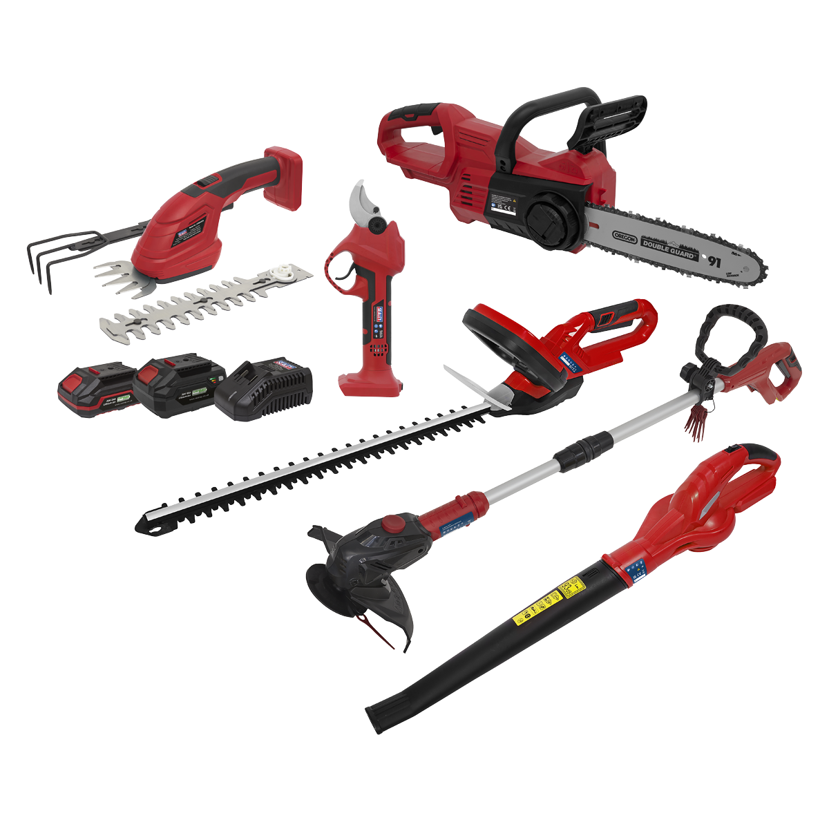 Sealey CP20VCOMBO15 6 x SV20 Series Cordless Garden Power Tool Kit 20V - 2 Batteries