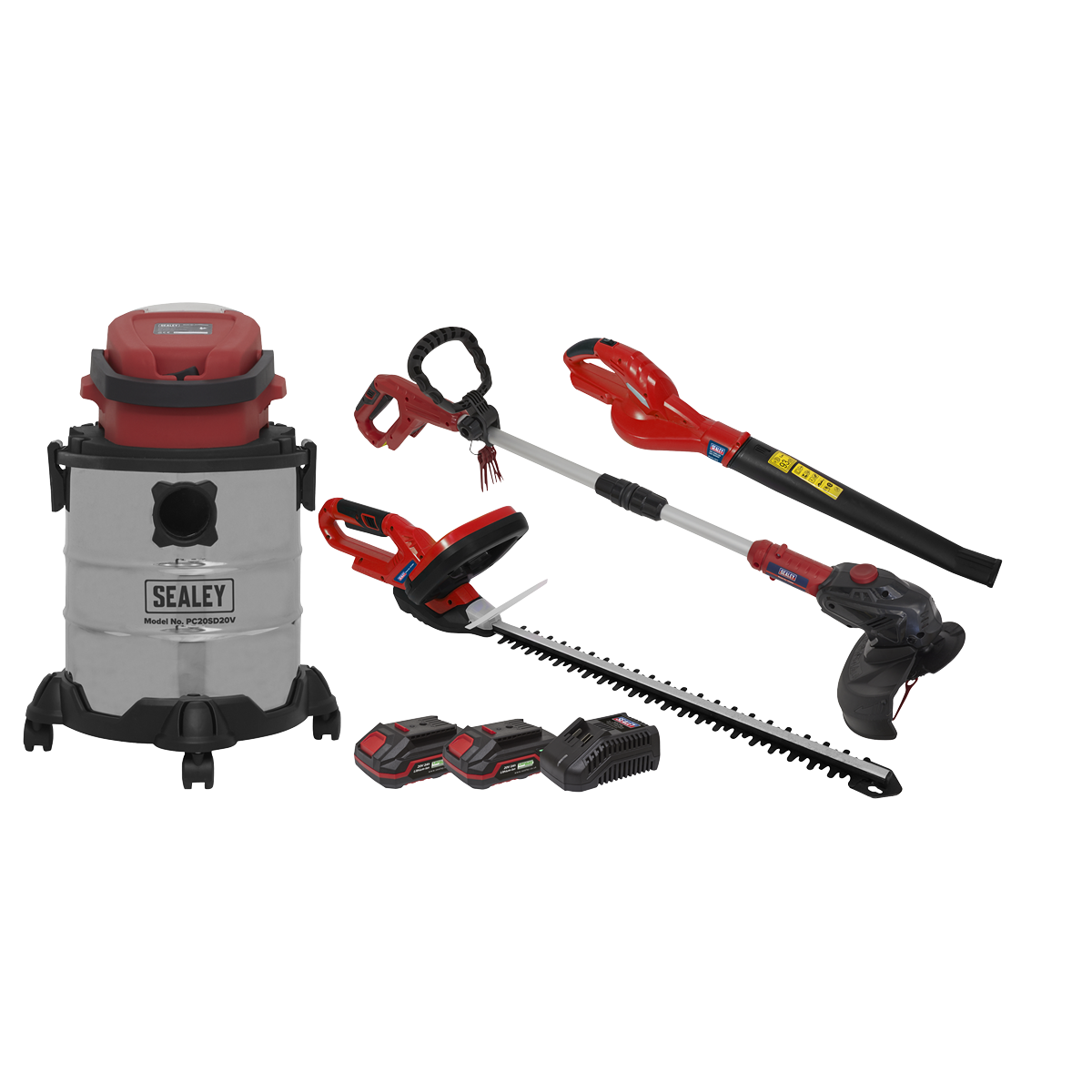 Sealey CP20VCOMBO3 4 x SV20 Series Cordless Garden Power Tool Kit 20V - 2 Batteries