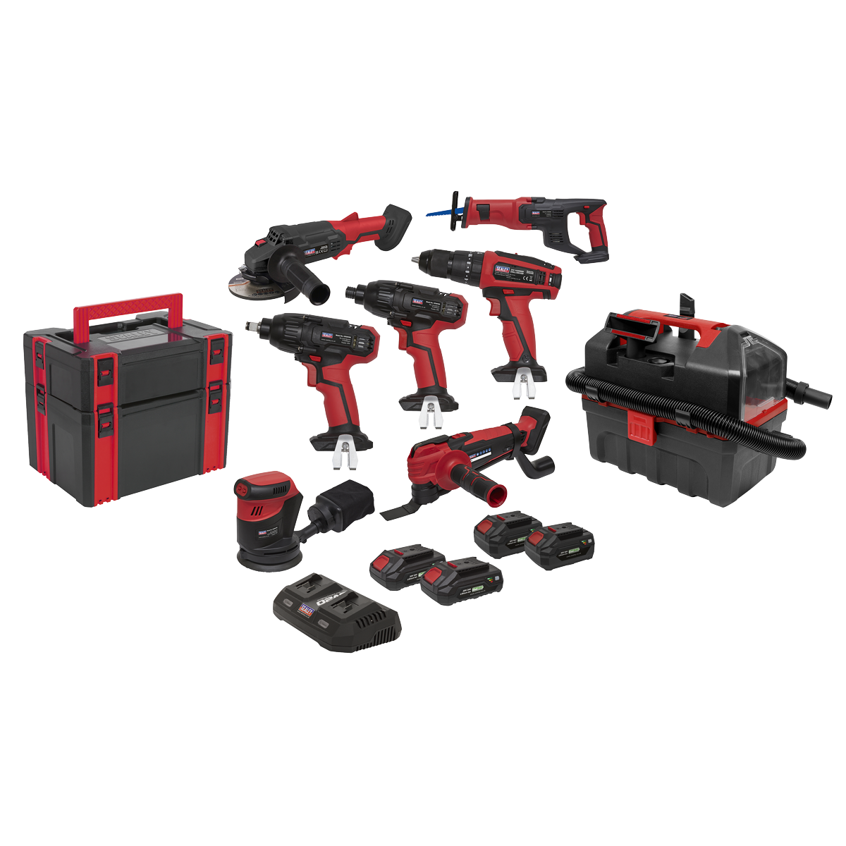 Sealey CP20VCOMBO4 8 x SV20 Series Cordless Power Tool Kit 20V - 4 Batteries