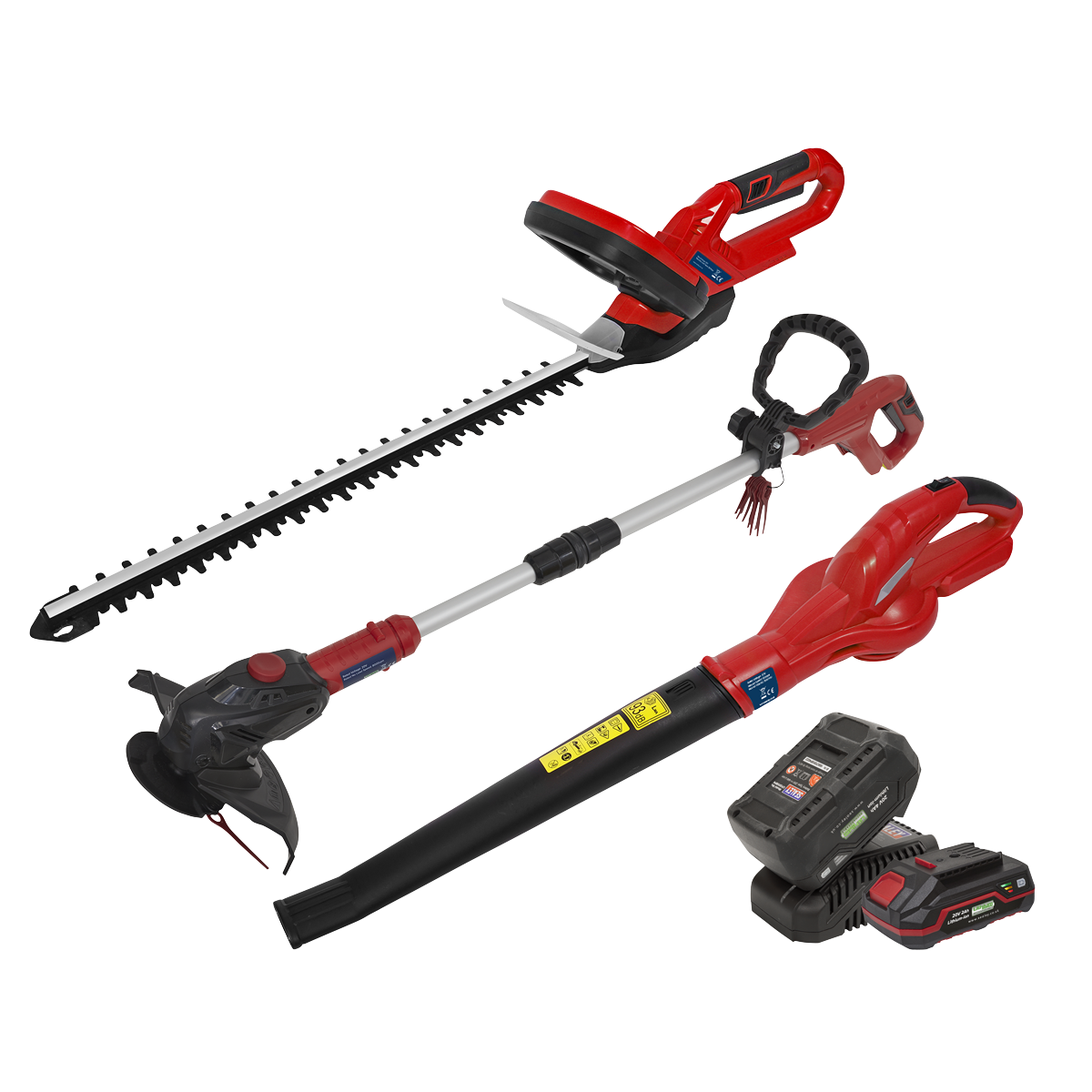 Sealey CP20VCOMBO6 3 x SV20 Series Cordless Garden Power Tool Kit 20V - 2 Batteries