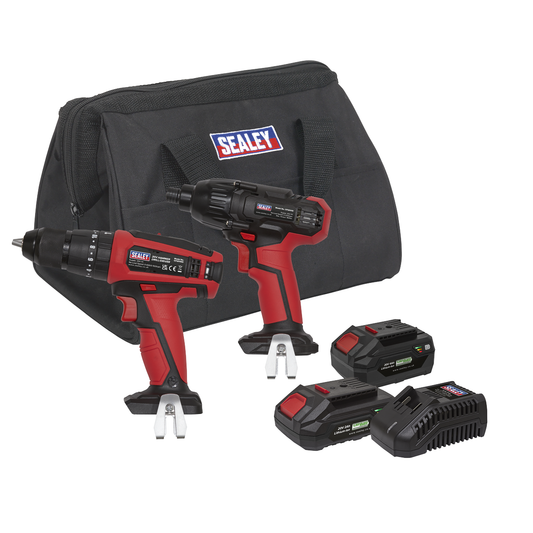 Sealey CP20VDDCOMBO 2 x SV20 Series Cordless Power Tool Kit 20V - 2 Batteries