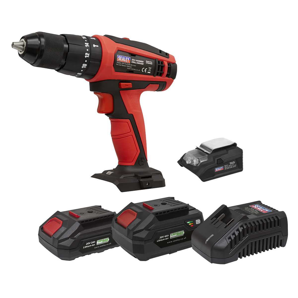 Sealey CP20VDDKIT SV20 Series 13mm Cordless Combi Drill Kit 20V - 2 Batteries
