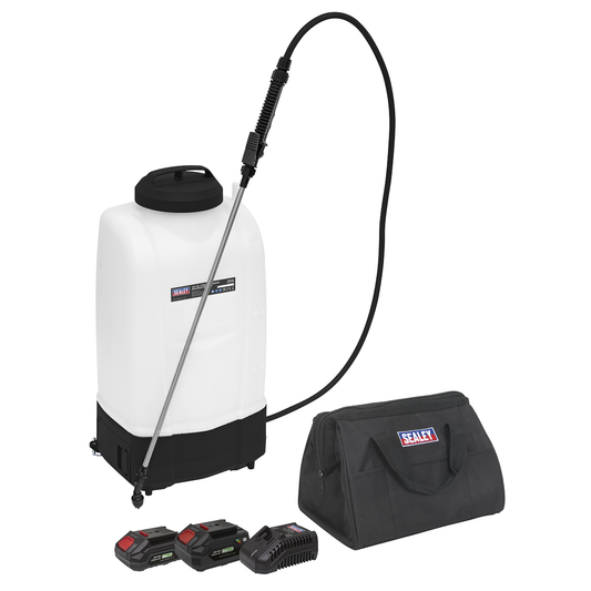 Sealey CP20VGBSKIT SV20 Series 15L Cordless Garden Backpack Sprayer 20V - 2 Batteries
