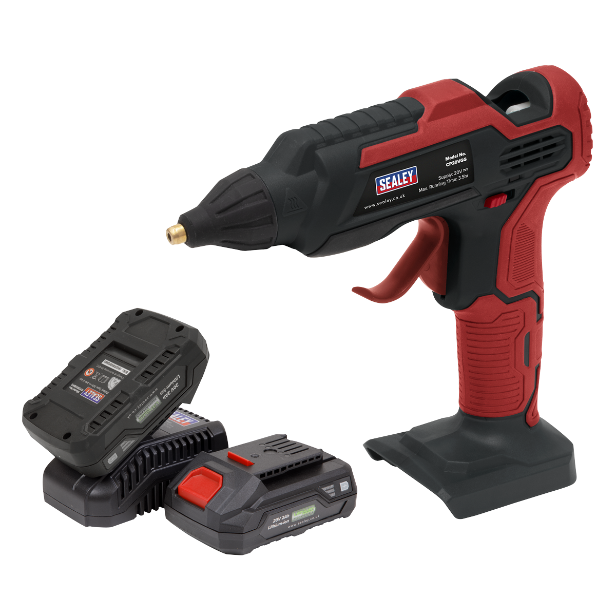 Sealey CP20VGGKIT SV20 Series Cordless Glue Gun Kit 20V 2Ah - 2 Batteries