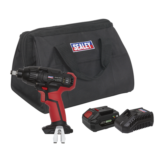 Sealey CP20VIWKIT1 SV20 Series 1/2"Sq Drive Cordless Impact Wrench Kit 20V 4Ah - 2 Batteries