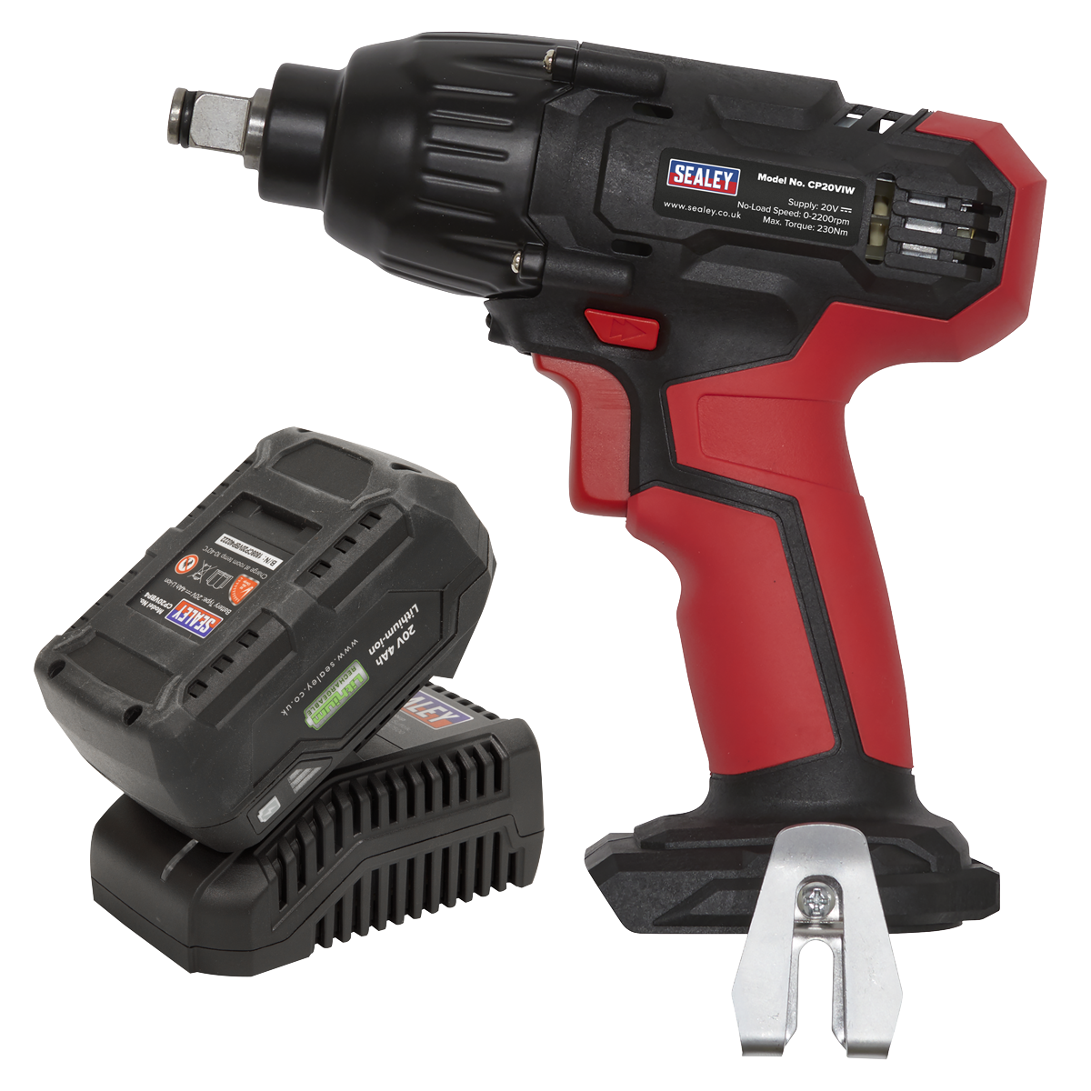 Sealey CP20VIWKIT1 SV20 Series 1/2"Sq Drive Cordless Impact Wrench Kit 20V 4Ah - 2 Batteries