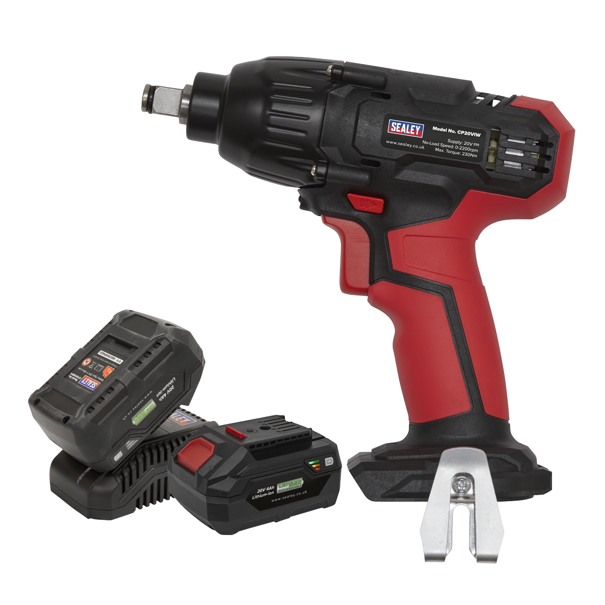 Sealey CP20VIWKIT SV20 Series 1/2"Sq Drive Cordless Impact Wrench Kit 20V 4Ah - 2 Batteries