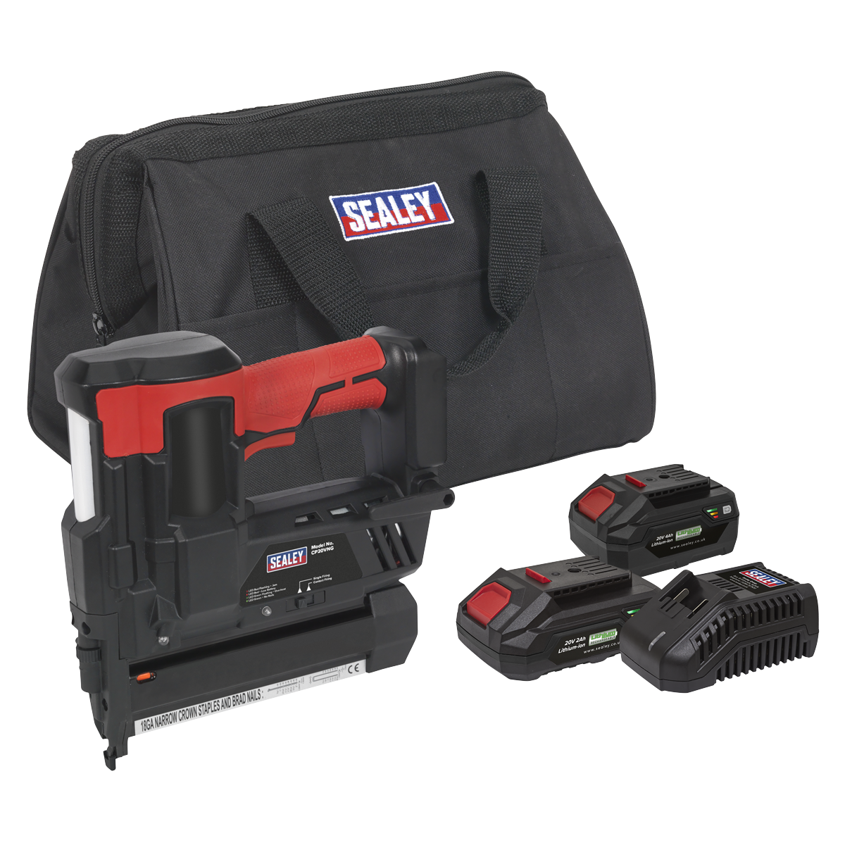 Sealey CP20VNGKIT SV20 Series Cordless Nail/Staple Gun Kit 18G 20V - 2 Batteries