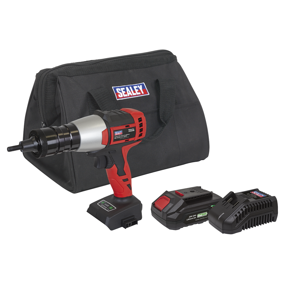 Sealey CP20VNRKIT1 SV20 Series Brushless Cordless Nut Riveter 20V 2Ah